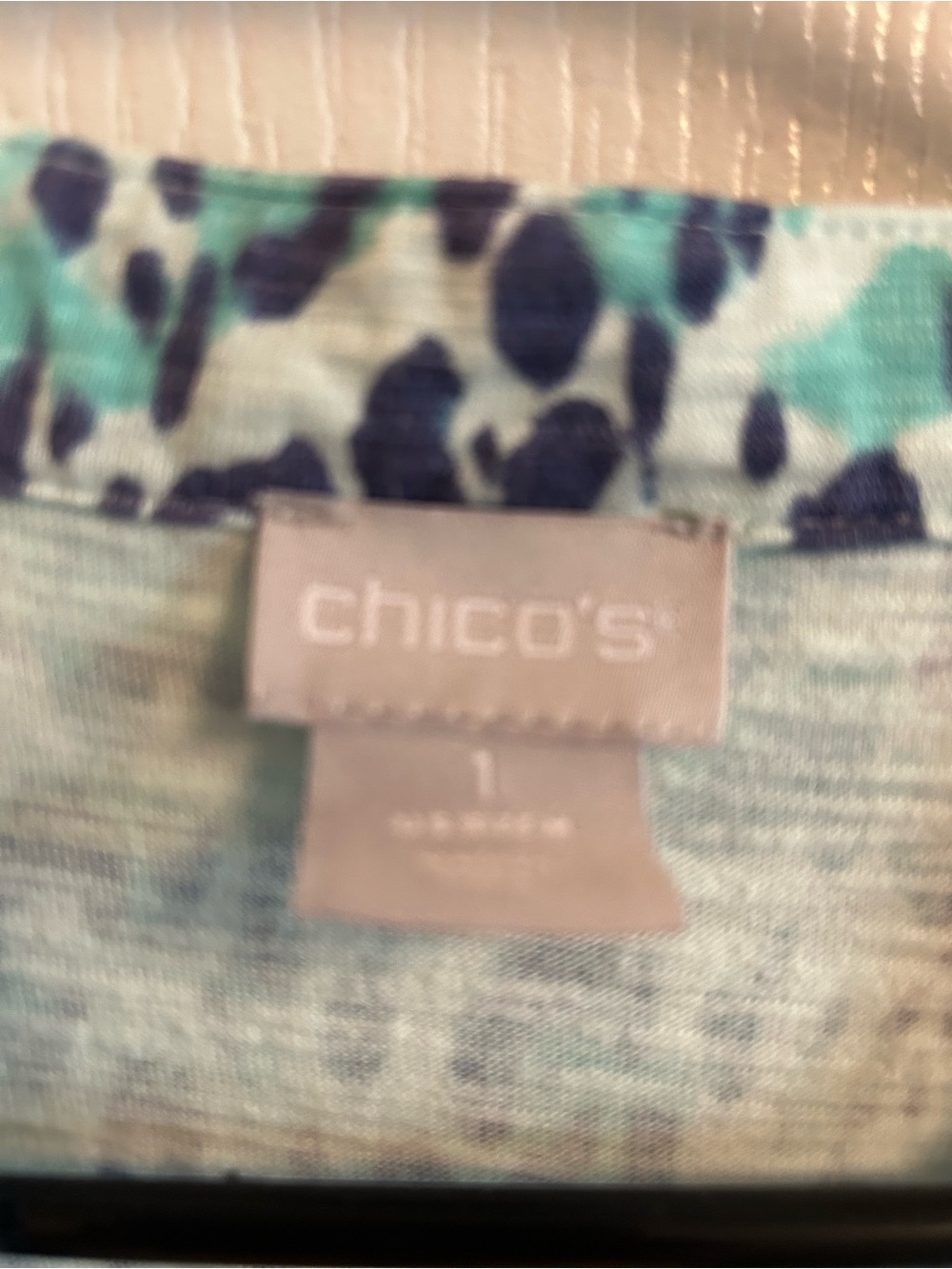 Chico's Turquoise & Navy Leopard-Print Sleeveless V-Neck Camisole - Picture 2 of 4